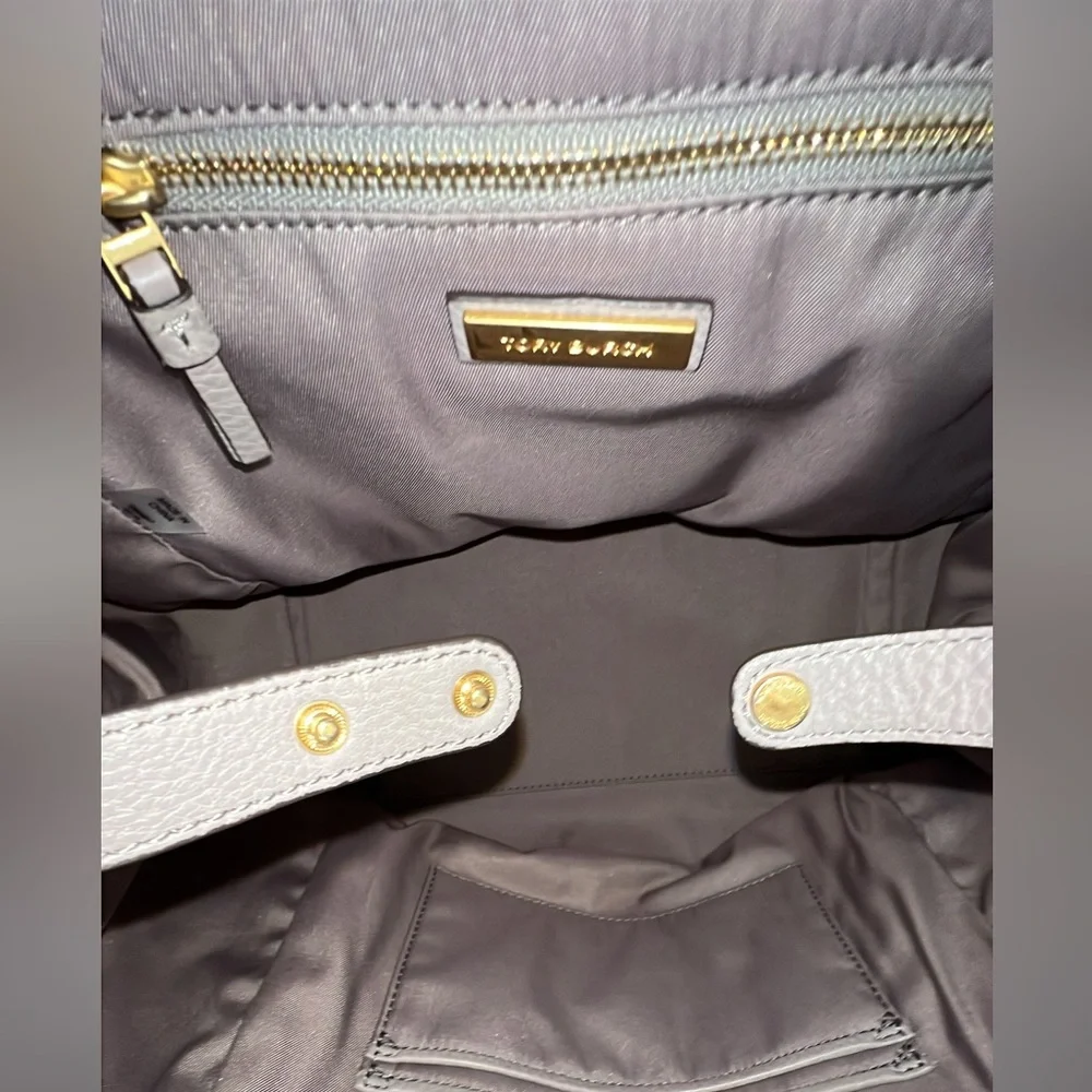 Tory Burch women’s half moon gray leather tote - Picture 9 of 16
